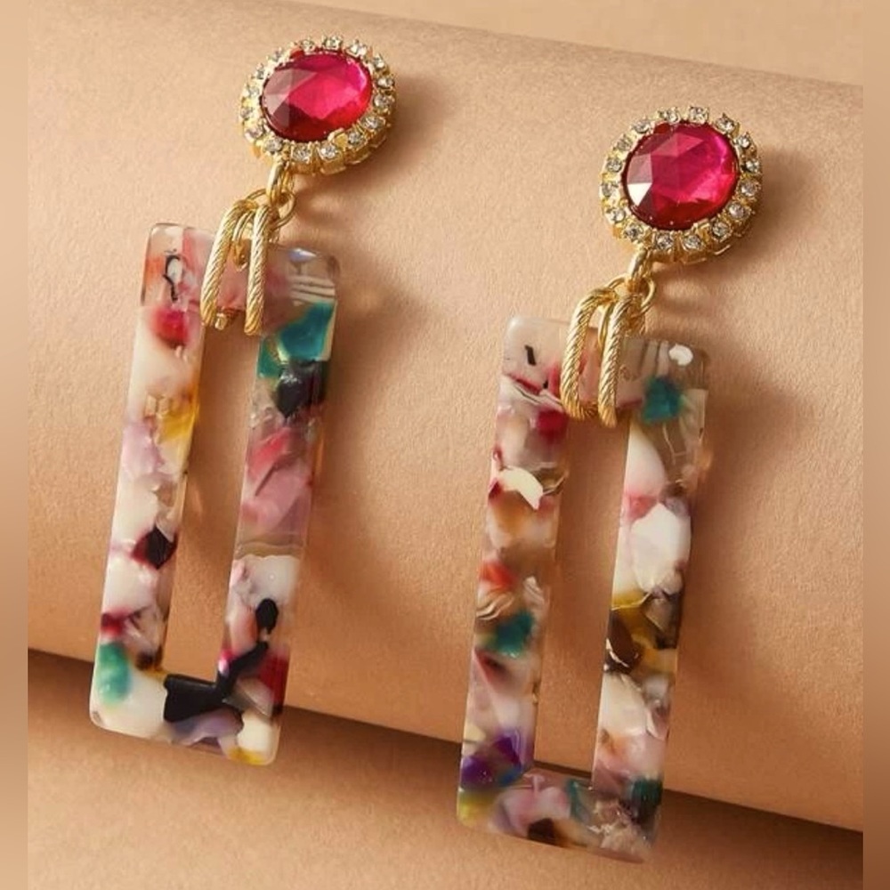 Colorful Geo Metro Gemstone Earrings